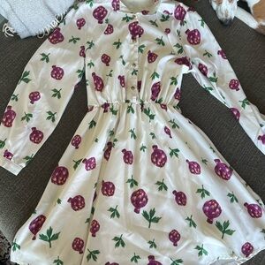 White and Purple artichoke Printed Dress